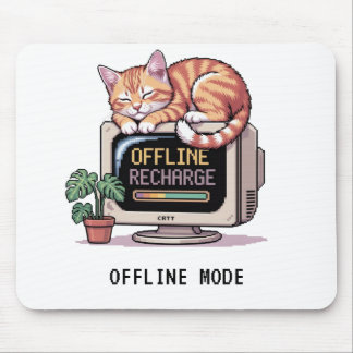 Retro Lofi PixelArt Sleeping Cat Offline Mouse Pad Muismat
