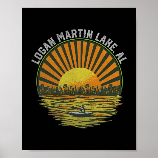 Retro Logan Martin Lake AL  Alabama Zomer Poster (Voorkant)