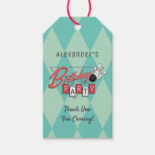 Retro Logo Bowling Birthday Party Cadeaulabel (Voorkant)