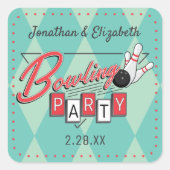 Retro Logo Bowling Feest Sticker (Voorkant)