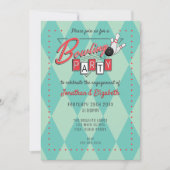 Retro Logo Bowling Feest Uitnodiging (Voorkant)