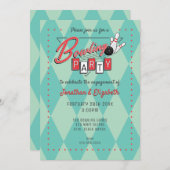 Retro Logo Bowling Feest Uitnodiging (Voorkant / Achterkant)