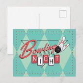 Retro Logo Bowling Night Uitnodiging Briefkaart (Voorkant / Achterkant)