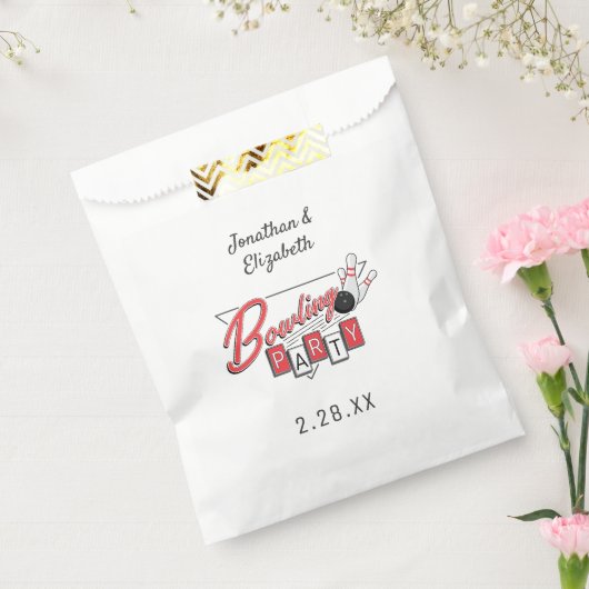 Retro Logo Bowling Party Bedankzakje (Gezegeld)
