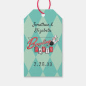 Retro Logo Bowling Party Cadeaulabel (Voorkant)