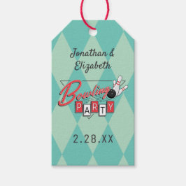 Retro Logo Bowling Party Cadeaulabel