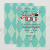 Retro Logo Bowling Party Uitnodiging (Voorkant / Achterkant)