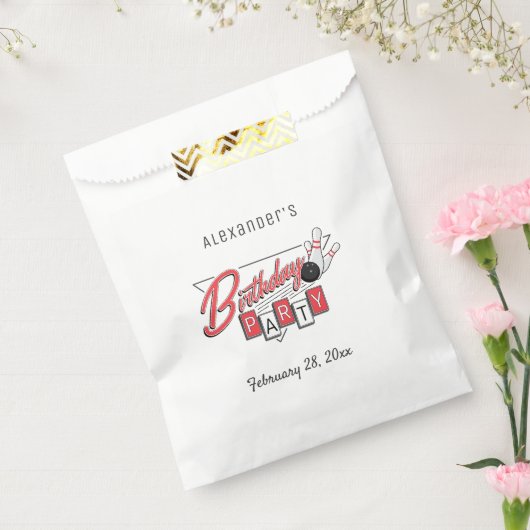 Retro Logo Bowling Verjaardagsfeestje Bedankzakje (Gezegeld)