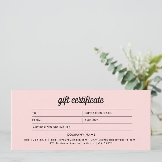 Retro Logo Minimalist Blush Pink Cadeaubon (Staand voorkant)