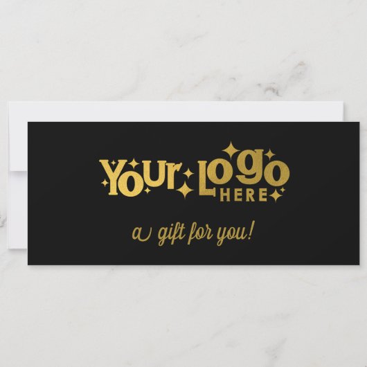 Retro Logo Minimalistisch Zwart Goud Cadeaubon (Achterkant)