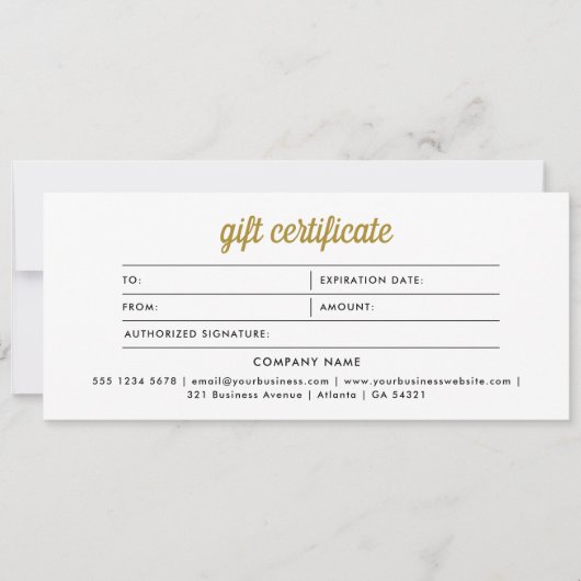 Retro Logo Minimalistisch Zwart Goud Cadeaubon (Voorkant)