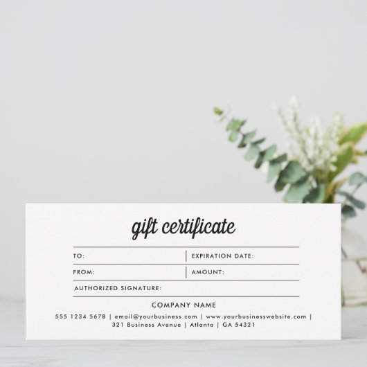 Retro Logo Minimalistisch Zwart Wit Cadeaubon (Staand voorkant)