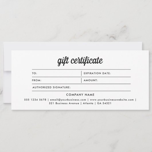 Retro Logo Minimalistisch Zwart Wit Cadeaubon (Voorkant)