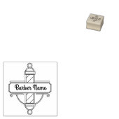 Retro Logo Paal Kapperszaak Rubberstempel (Gestempeld)