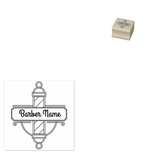 Retro Logo Pole Barbershop Rubberstempel (Gestempeld)