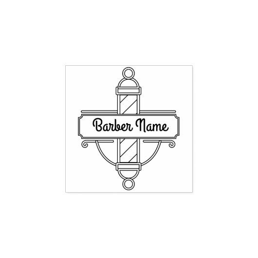 Retro Logo Pole Barbershop Rubberstempel (Afrduk)