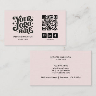 Retro Logo QR Code Roze Visitekaartje