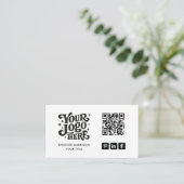 Retro Logo QR-code  Visitekaartje (Staand voorkant)