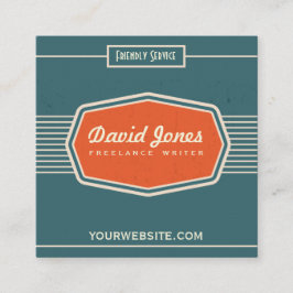 Retro Logo Style Square Shape Visitekaartje Blauwg