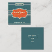 Retro Logo Style Square Shape Visitekaartje Blauwg (Voorkant / Achterkant)