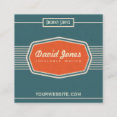 Retro Logo Style Square Shape Visitekaartje Blauwg (Voorkant)