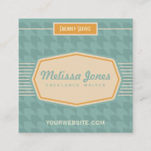 Retro Logo Style Square Vorm Visitekaartje Aqua