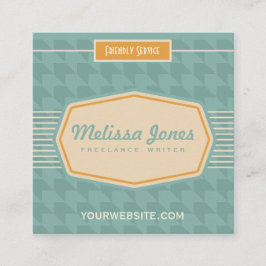 Retro Logo Style Square Vorm Visitekaartje Aqua