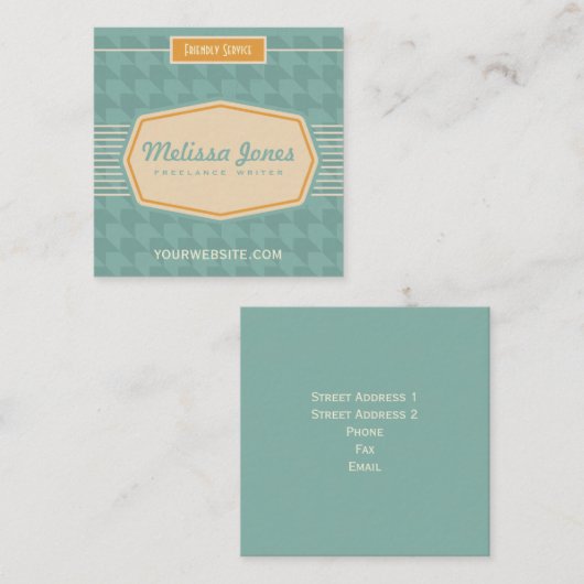 Retro Logo Style Square Vorm Visitekaartje Aqua (Voorkant / Achterkant)