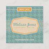 Retro Logo Style Square Vorm Visitekaartje Aqua (Voorkant)