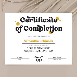 Retro Logo Trendy Beauty Course Certificate Award