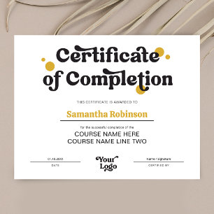Retro Logo Trendy Beauty Course Certificate Award
