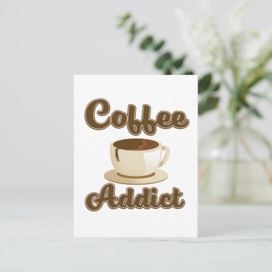 Retro logo van koffieverslaafde briefkaart (Staand voorkant)