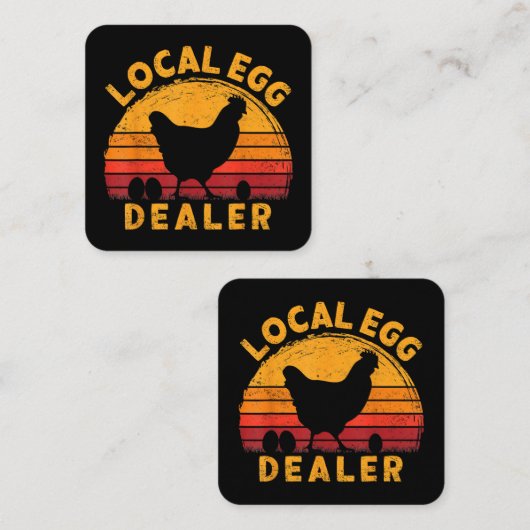 Retro  lokale eierhandelaar voor kipeieren vierkante visitekaartje (Voorkant / Achterkant)