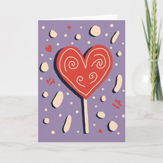 Retro Lollypop Hart Zoete Kaart (Voorkant)