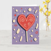 Retro Lollypop Hart Zoete Kaart (Gele Bloem)