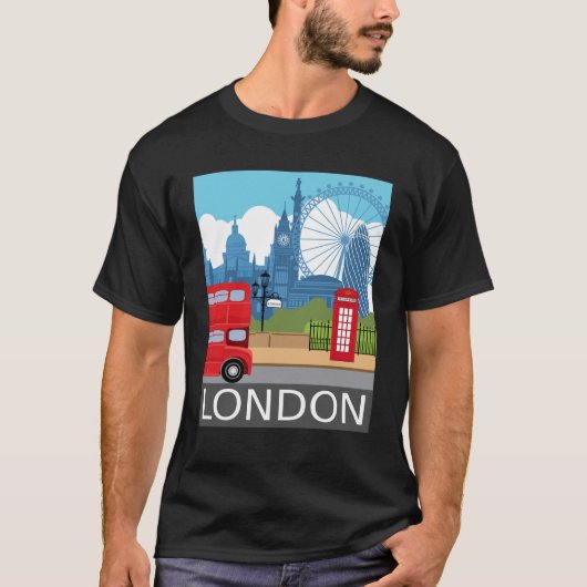 Retro Londen Big Ben– Iconische Landmarks T-shirt (Voorkant)