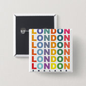 Retro Londen Engeland poster Vierkante Button 5,1 Cm (Voorkant /achterkant)