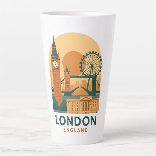 Retro Londen Engeland Reis Latte Mok - Retro (Voorkant)