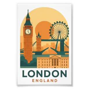 Retro Londen Engeland Reisposter   Retro  Foto Afdruk