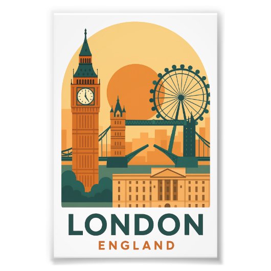 Retro Londen Engeland Reisposter | Retro Foto Afdruk (Voorkant)