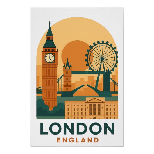 Retro Londen Engeland Reisposter – Retro  Perfect Poster (Voorkant)