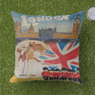 Retro Londen Engeland Waterverf Art Home Decor Buitenkussen
