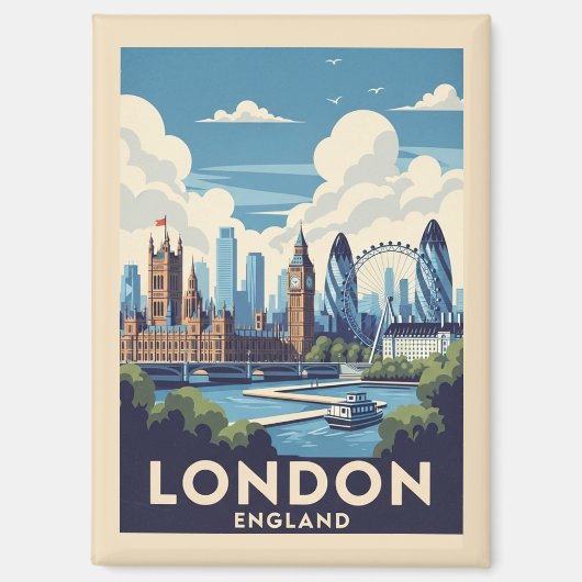 Retro Londen Groot-Brittannië Brits Landmark Reize Magneet (Voorkant)