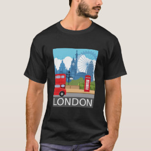 Retro Londense skyline Monumenten T-shirt