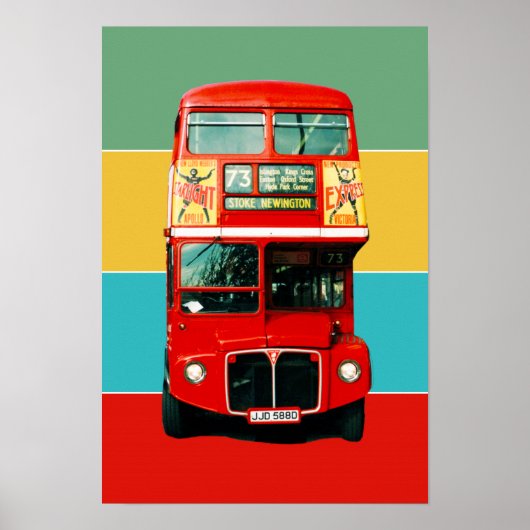 Retro London Bus Bands of Color Poster (Voorkant)