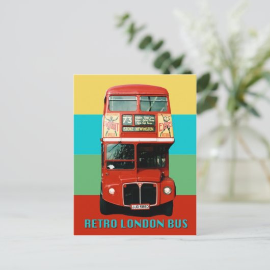 Retro London Bus Briefkaart (Staand voorkant)