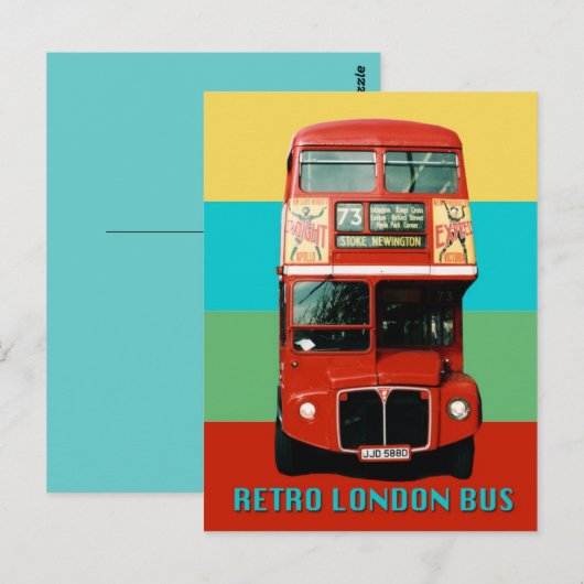 Retro London Bus Briefkaart (Voorkant / Achterkant)