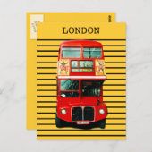 Retro London Bus op gele achtergrond Briefkaart (Voorkant / Achterkant)
