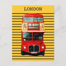 Retro London Bus op gele achtergrond Briefkaart