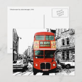 Retro London Bus op zwarte witte achtergrond Briefkaart (Voorkant / Achterkant)